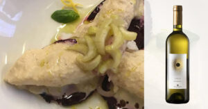 Calamari caldi ai porri e rape rosse abbinati allo Chardonnay